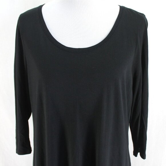 Pure J Jill Ballet Sleeve Tunic Top Womens Sz M Black 3/4 Sleeve Scoop Neck Knit - Picture 2 of 7